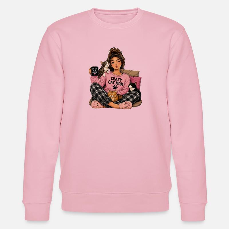 Crazy Cat Mom Cucudle Design - Sweat bio CHANGER Stanley/Stella Unisexe - rose pâle