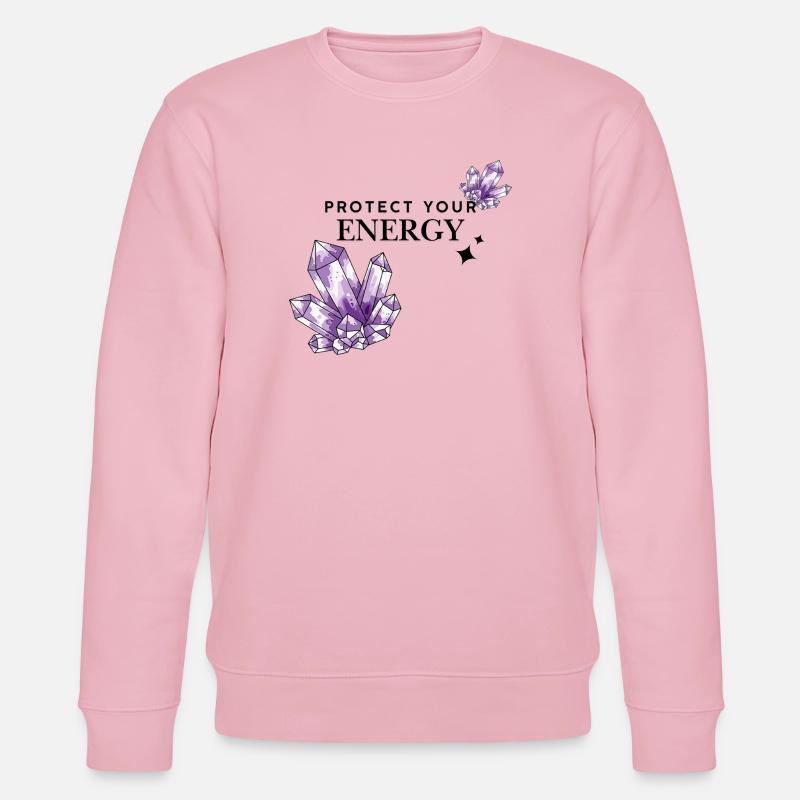 Violet crystal clusters on black - Stanley/Stella CHANGER Unisex Organic Sweatshirt - cotton pink