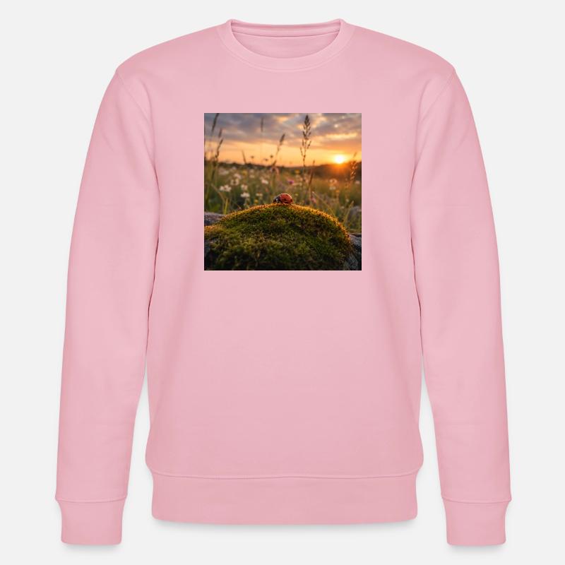 Ladybug in sunset and moss - Stanley/Stella CHANGER Unisex Organic Sweatshirt - cotton pink