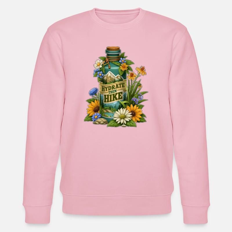 Hydrate Then Hike Blumenflaschen-Design - Stanley/Stella Unisex Bio-Sweatshirt CHANGER - Hellrosa