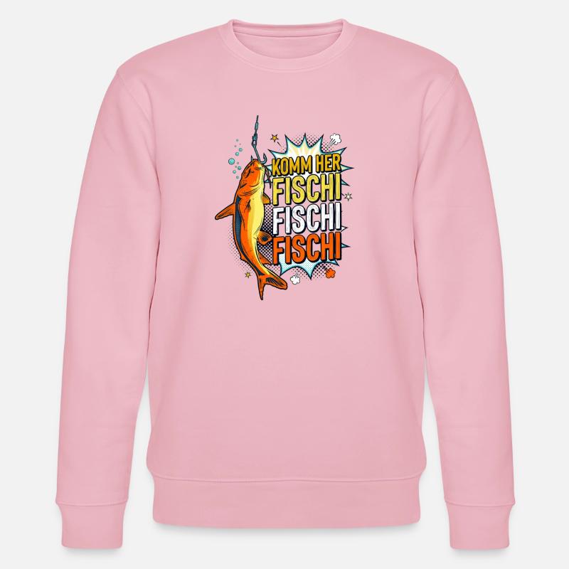 Komm Her Fischi Comic Fisch Angler - Stanley/Stella Unisex Bio-Sweatshirt CHANGER - Hellrosa