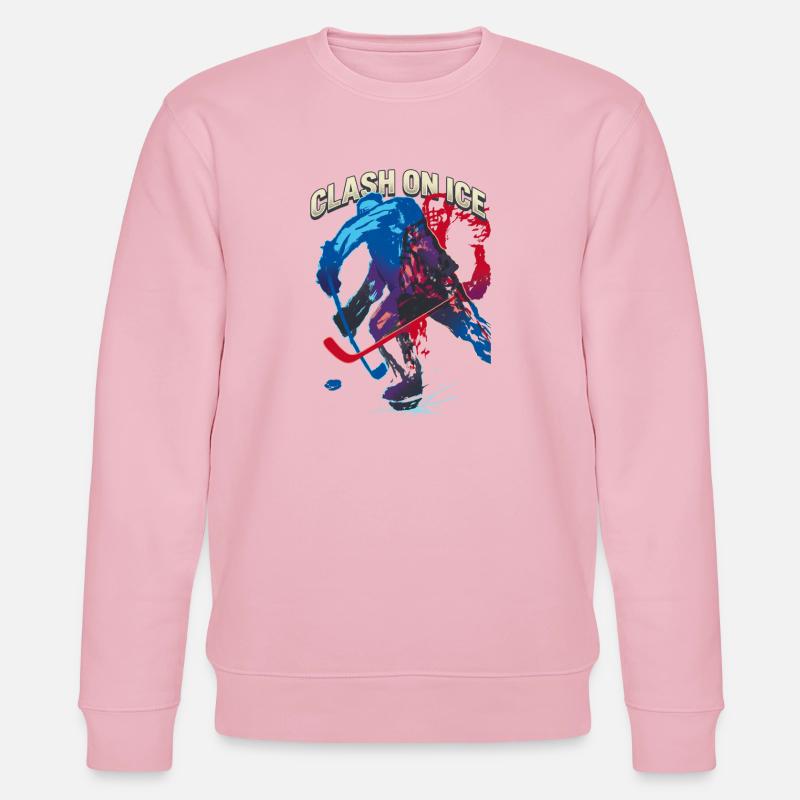 Retro Eishockeyspieler Clash  - Stanley/Stella Unisex Bio-Sweatshirt CHANGER  - Hellrosa