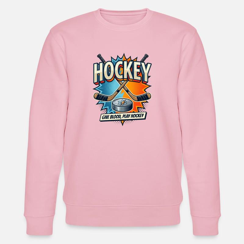 Retro Eishockey Schläger Puck Comic - Stanley/Stella CHANGER Unisex Organic Sweatshirt - cotton pink