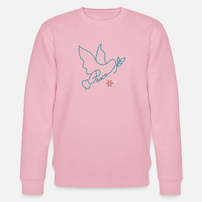 Colombe de paix avec des fleurs - Sweat bio CHANGER Stanley/Stella Unisexe - rose pâle