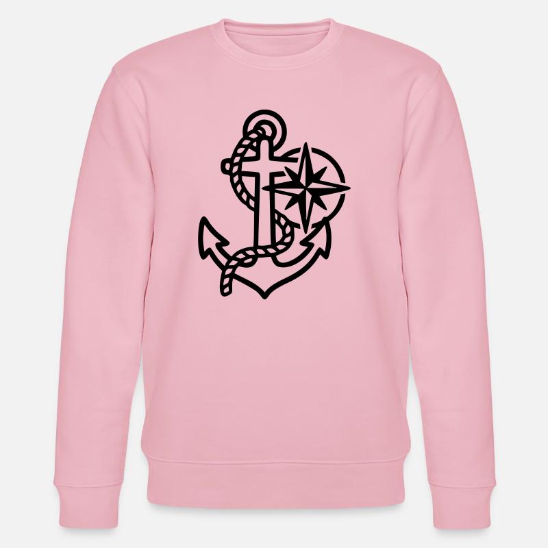 Anchor Wind Rose Maritime Logo - Stanley/Stella CHANGER Unisex Organic Sweatshirt - cotton pink