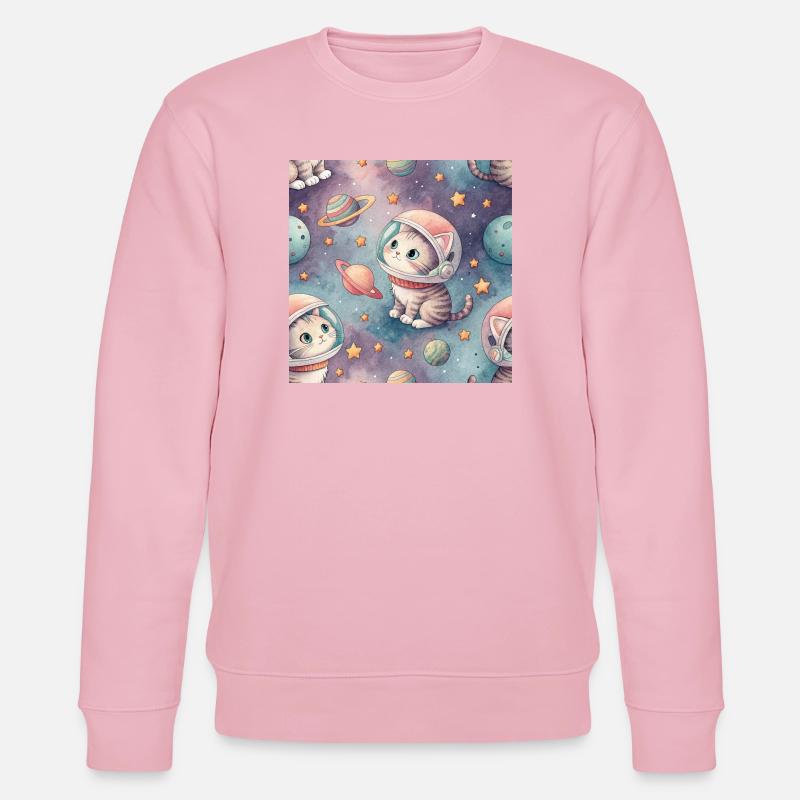 Kosmisches Kätzchen im Orbit - Stanley/Stella Unisex Bio-Sweatshirt CHANGER  - Hellrosa