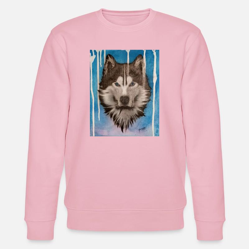 Conception aquarelle Husky - Sweat bio CHANGER Stanley/Stella Unisexe - rose pâle