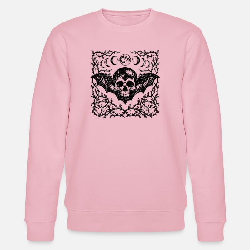 Celestial Skull Gothic Bat Wings Design - Stanley/Stella CHANGER Unisex Organic Sweatshirt - cotton pink