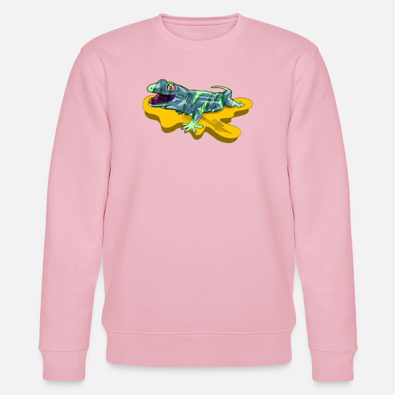 Eidechse auf neongelbem Teich - Stanley/Stella Unisex Bio-Sweatshirt CHANGER - Hellrosa
