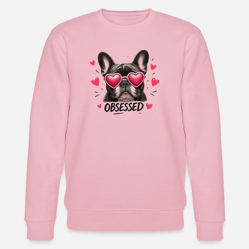 Obsessed Hund mit Herzbrillen - Stanley/Stella Unisex Bio-Sweatshirt CHANGER  - Hellrosa