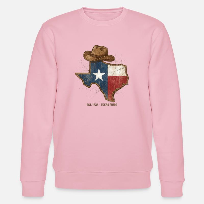 Texas Pride mit Cowboy-Hut - Stanley/Stella Unisex Bio-Sweatshirt CHANGER - Hellrosa