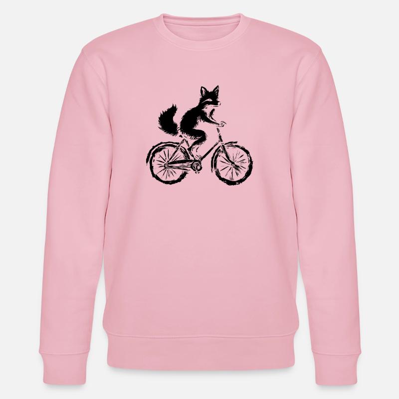 Funny Bicycle Fox - Stanley/Stella CHANGER Unisex Organic Sweatshirt - cotton pink