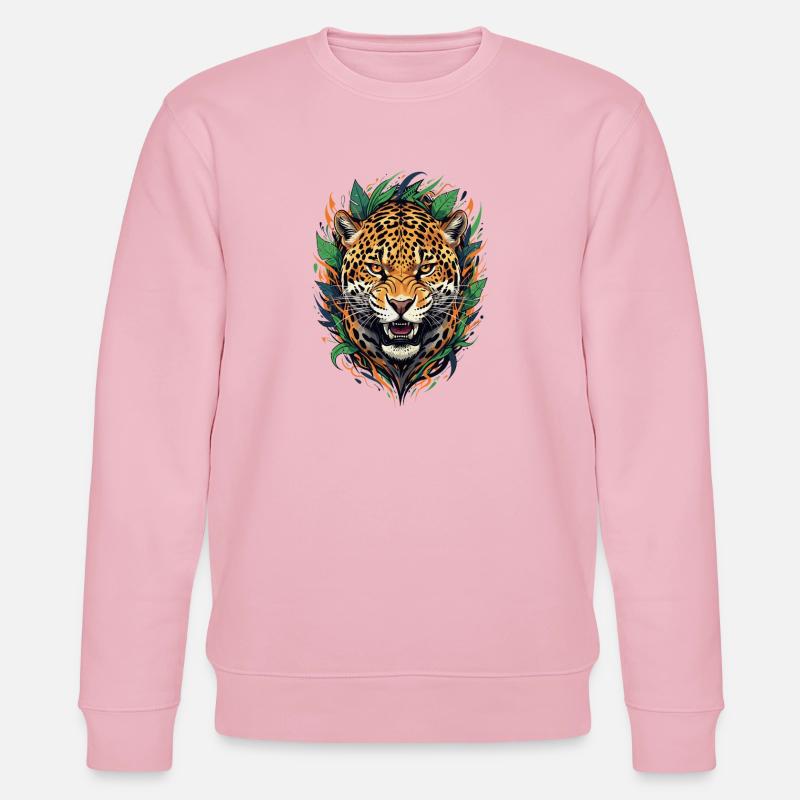 Jaguar head in jungle frame - Stanley/Stella CHANGER Unisex Organic Sweatshirt - cotton pink