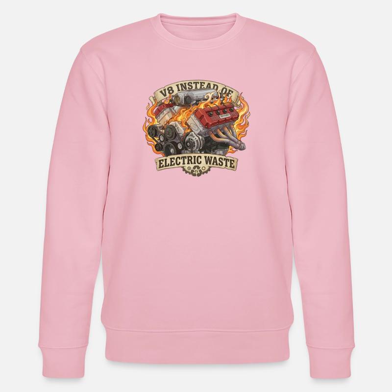 V8 instead of EV – Electric Waste - Stanley/Stella CHANGER Unisex Organic Sweatshirt - cotton pink