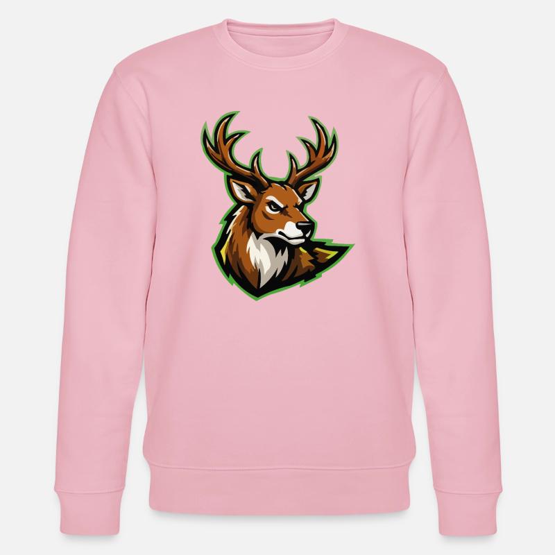 Wilder Hirschkopf Cartoon Stil - Stanley/Stella Unisex Bio-Sweatshirt CHANGER - Hellrosa
