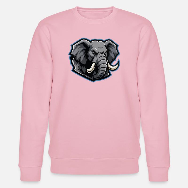 Logo de la mascotte tête d’éléphant - Sweat bio CHANGER Stanley/Stella Unisexe - rose pâle