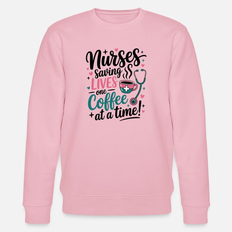 Kaffee rettet Leben Pflegekraft-Design - Stanley/Stella Unisex Bio-Sweatshirt CHANGER - Hellrosa