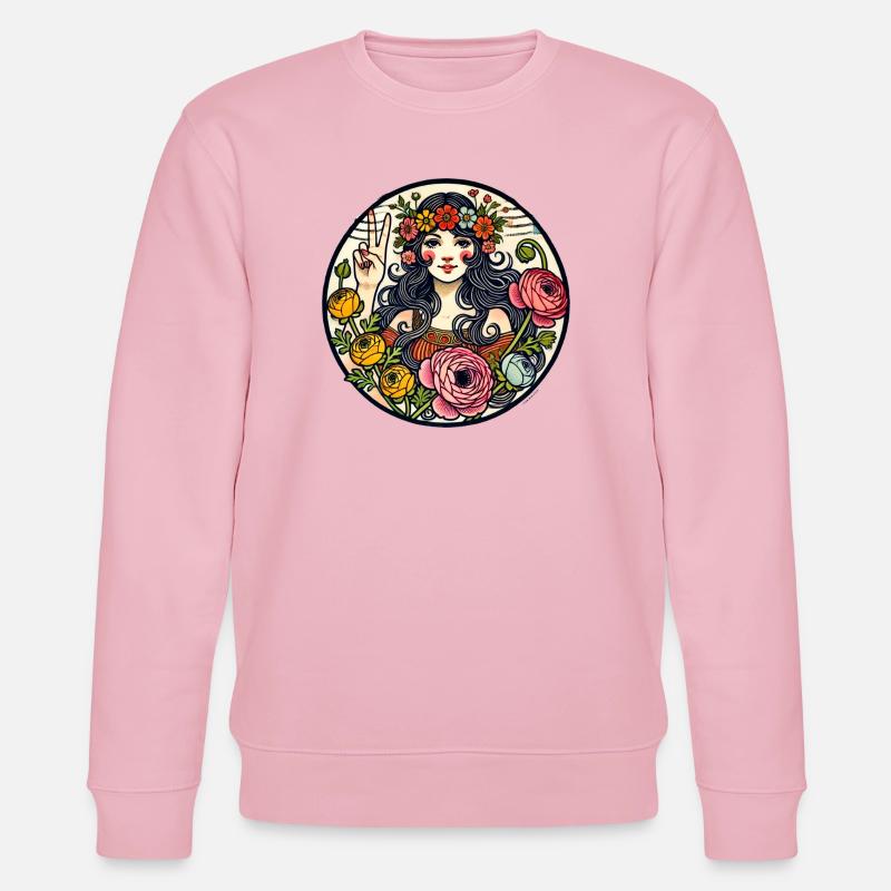Blumengöttinnen-Friedenszeichen-Kreis - Stanley/Stella Unisex Bio-Sweatshirt CHANGER - Hellrosa