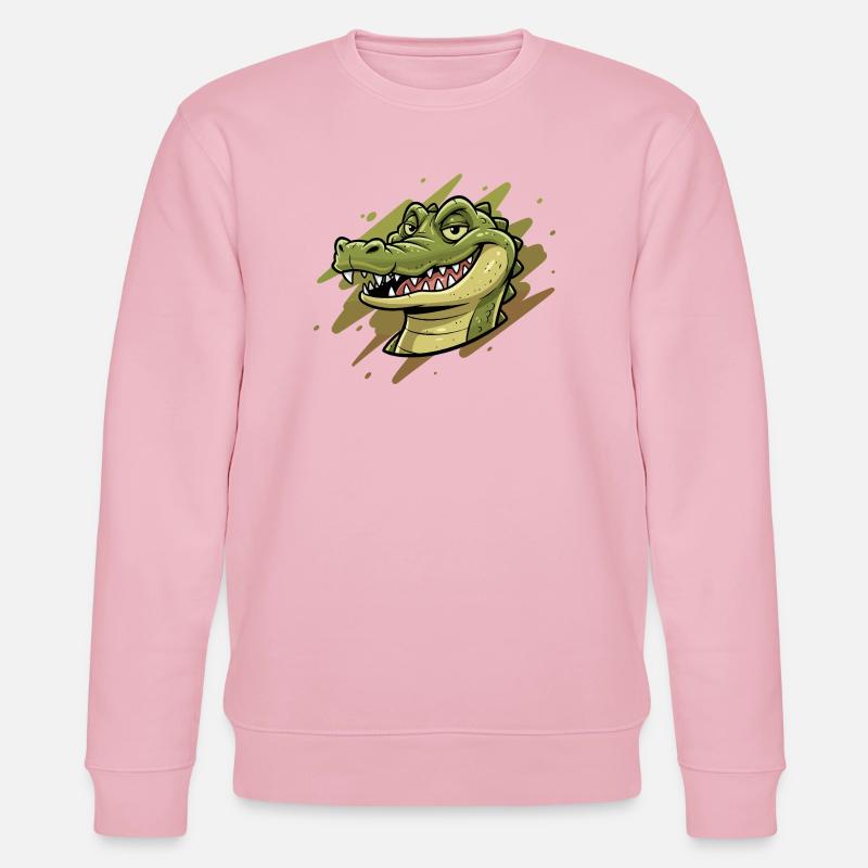 Krokodil Karikatur Kopf - Stanley/Stella Unisex Bio-Sweatshirt CHANGER  - Hellrosa