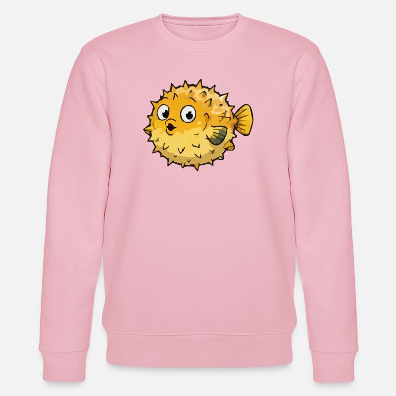 Dessin animé sphérique du poisson-globe - Sweat bio CHANGER Stanley/Stella Unisexe - rose pâle