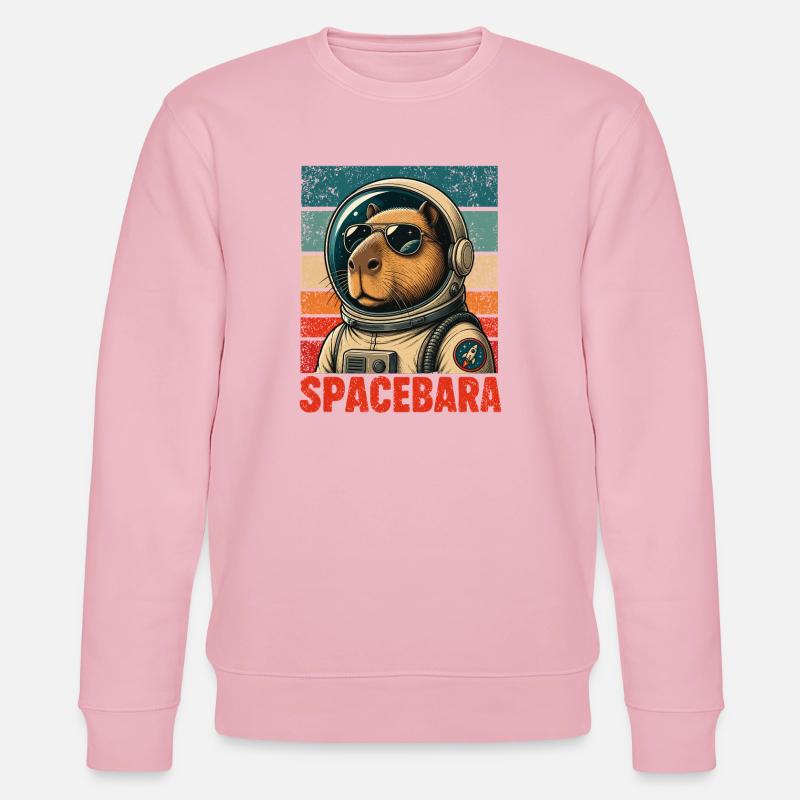  Spacebara Capybara Astronaut Weltraum Retro - Stanley/Stella Unisex Bio-Sweatshirt CHANGER  - Hellrosa