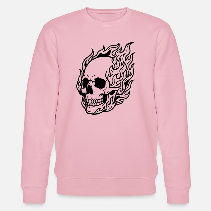 skull flame - Stanley/Stella CHANGER Unisex Organic Sweatshirt - cotton pink