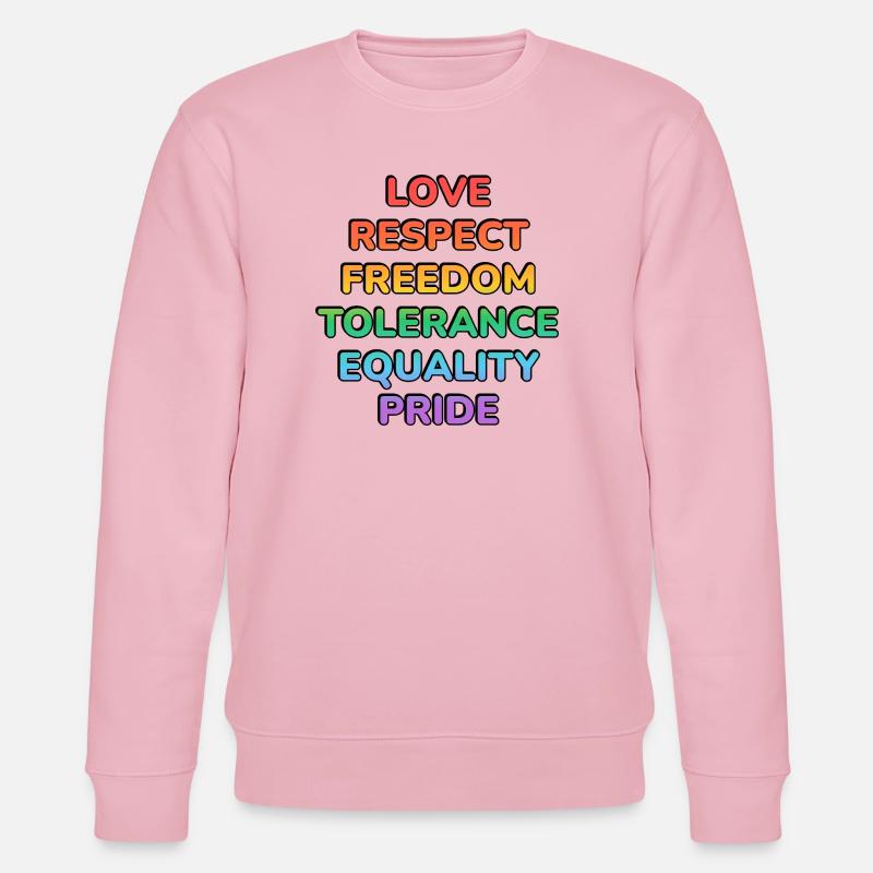 Pride Values Rainbow Text - Stanley/Stella CHANGER Unisex Organic Sweatshirt - cotton pink