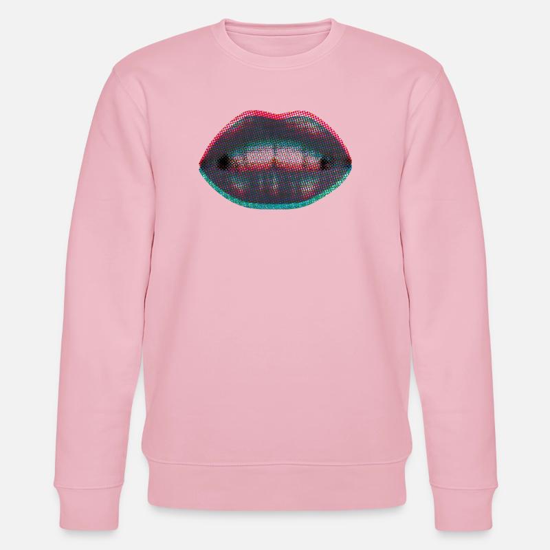 Dotted neon lips - Stanley/Stella CHANGER Unisex Organic Sweatshirt - cotton pink