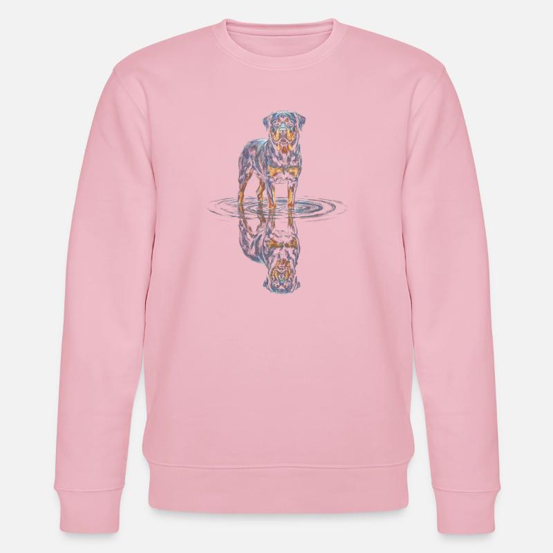 Rottweiler with water reflection - Stanley/Stella CHANGER Unisex Organic Sweatshirt - cotton pink