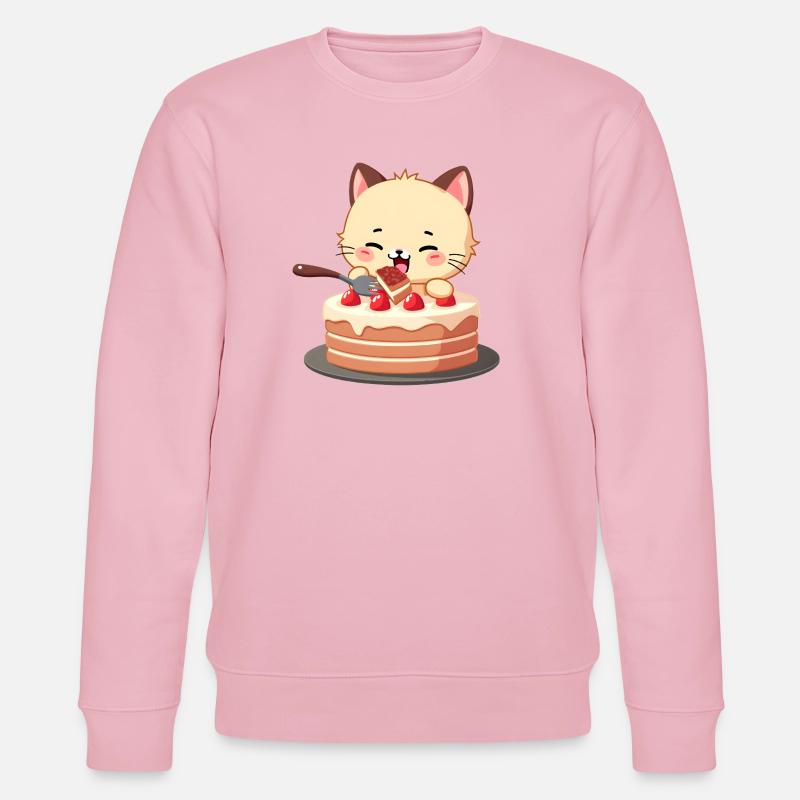 Le chat mange du gâteau - Sweat bio CHANGER Stanley/Stella Unisexe - rose pâle