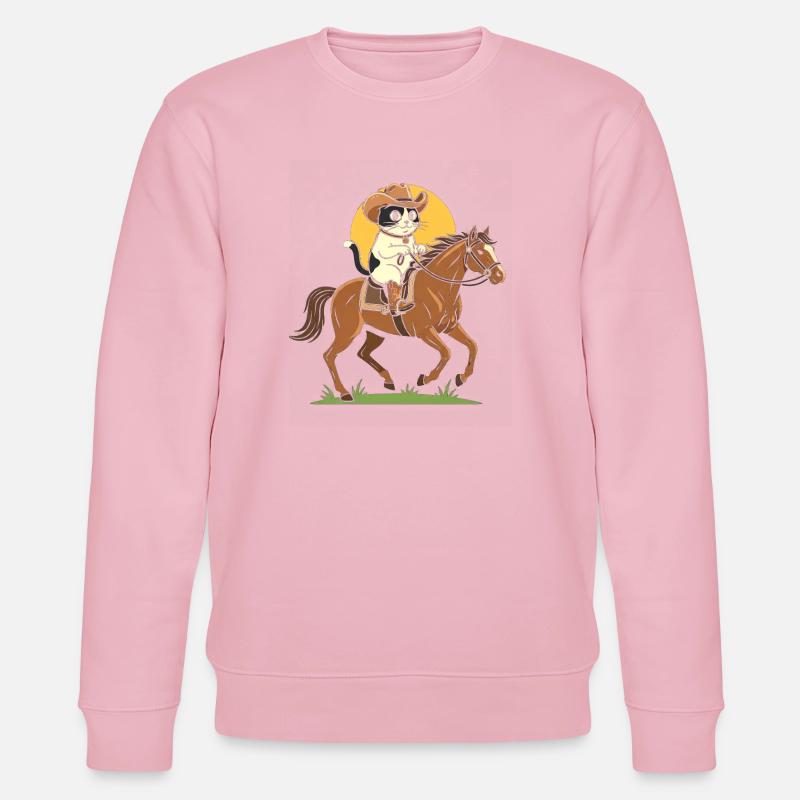 Katzen-Cowboy auf Pferd - Stanley/Stella Unisex Bio-Sweatshirt CHANGER  - Hellrosa
