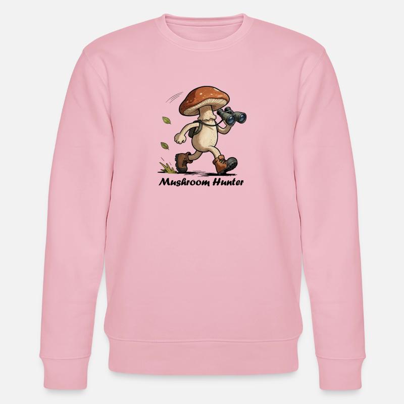 Mushroom with binoculars, mushroom hunter - Stanley/Stella CHANGER Unisex Organic Sweatshirt - cotton pink