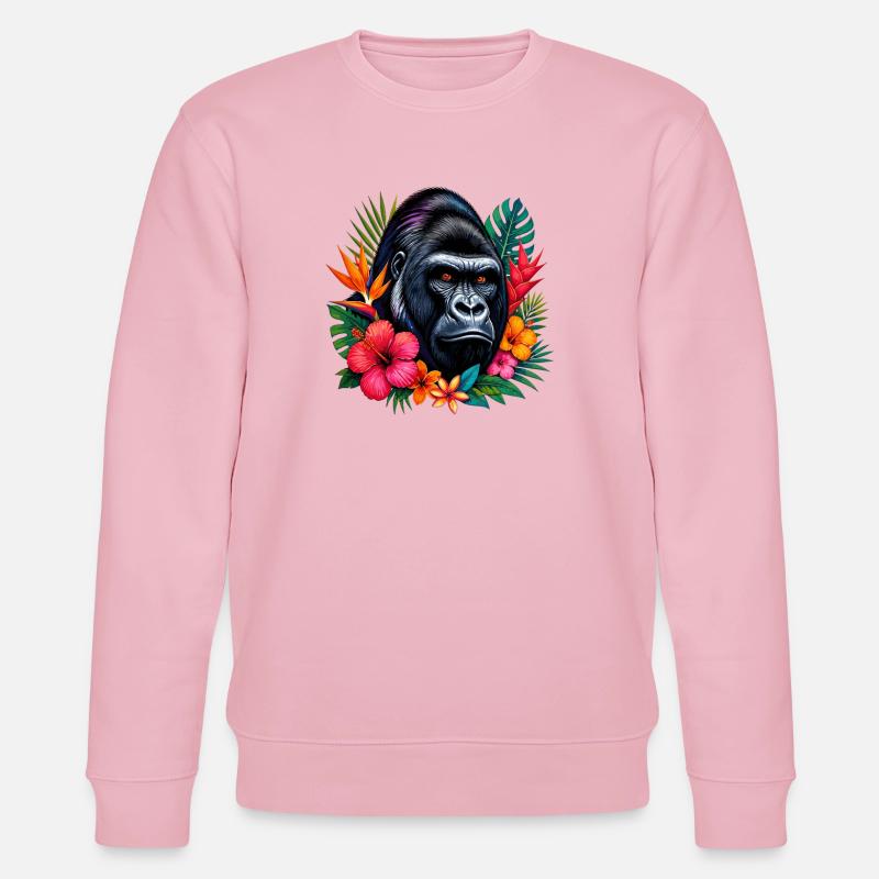 Gorille aux fleurs - Sweat bio CHANGER Stanley/Stella Unisexe - rose pâle