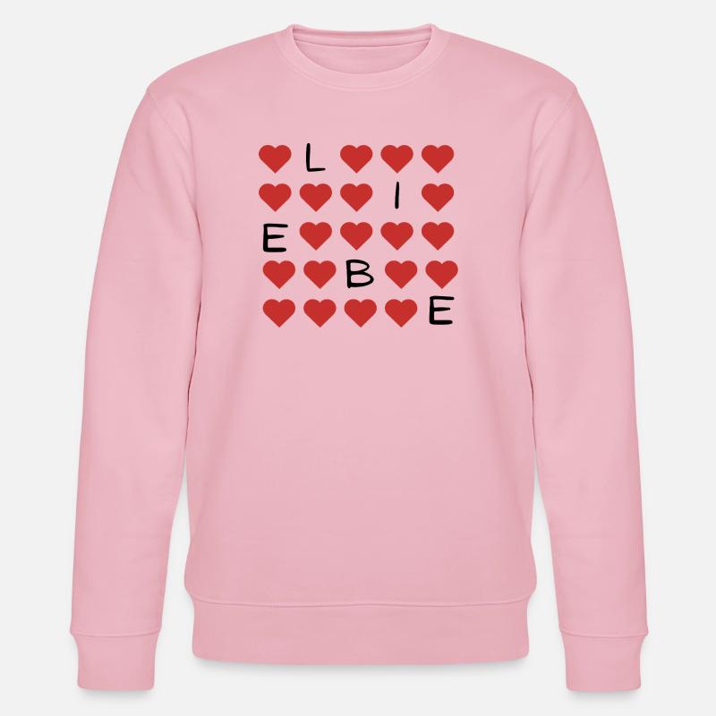 Red Heart Pattern Repeat - Stanley/Stella CHANGER Unisex Organic Sweatshirt - cotton pink