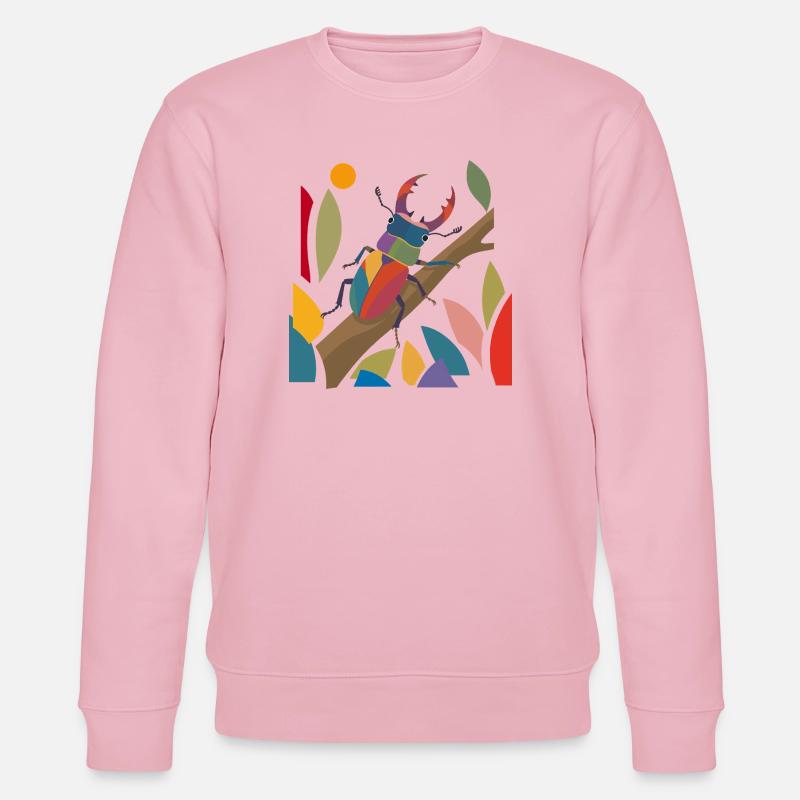 Bunter Hirschkäfer im Naturstil - Stanley/Stella Unisex Bio-Sweatshirt CHANGER - Hellrosa