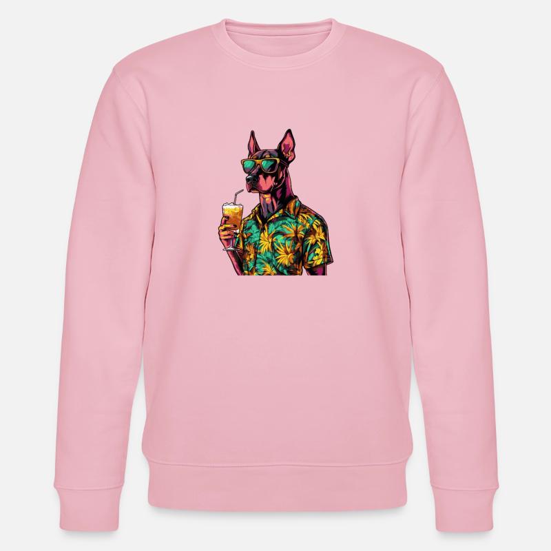 Dobermann Hund Comic Sommer - Stanley/Stella Unisex Bio-Sweatshirt CHANGER  - Hellrosa