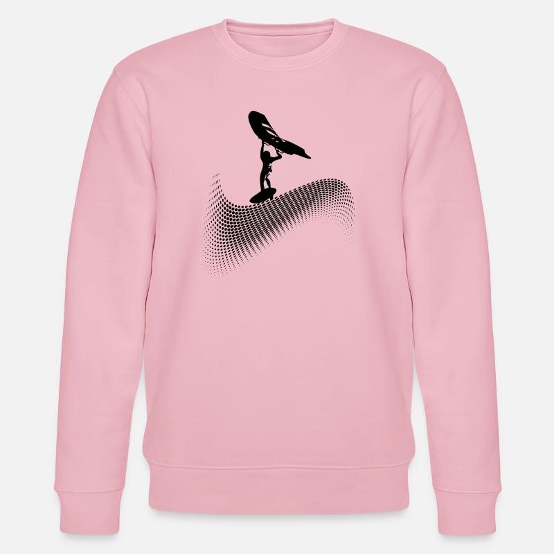 Wingfoiler on wave - Stanley/Stella CHANGER Unisex Organic Sweatshirt - cotton pink