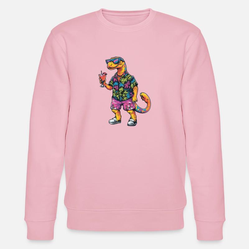 Dinosaurier brontosaurus Comic Sommer - Stanley/Stella Unisex Bio-Sweatshirt CHANGER  - Hellrosa
