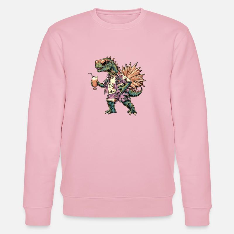 Dinosaurier stegosaurus Comic Sommer - Stanley/Stella Unisex Bio-Sweatshirt CHANGER  - Hellrosa
