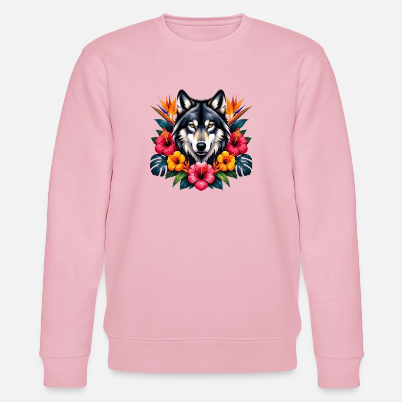 Fleurs tropicales Wolf’s Head - Sweat bio CHANGER Stanley/Stella Unisexe - rose pâle
