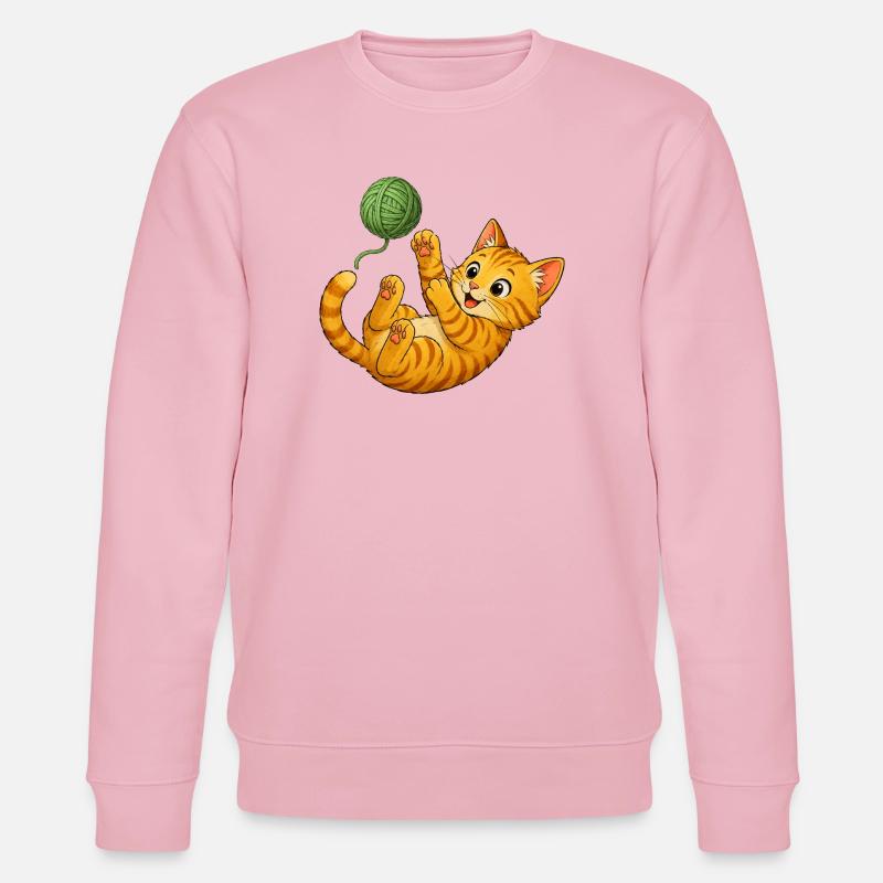 Chaton jouant avec la laine - Sweat bio CHANGER Stanley/Stella Unisexe - rose pâle