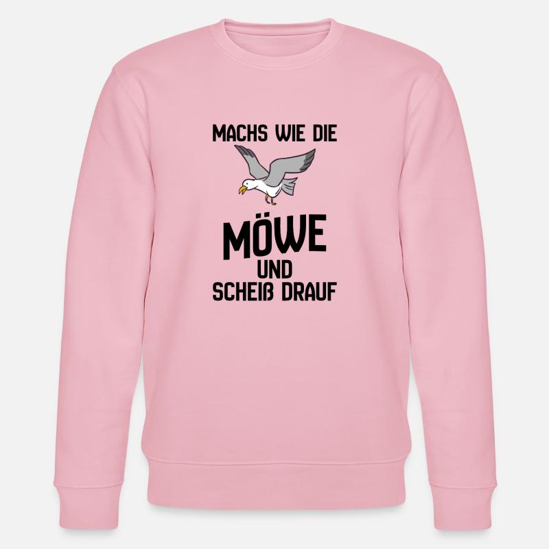 Seemöwe im Flug Cartoon-Design - Scheiß drauf - Stanley/Stella Unisex Bio-Sweatshirt CHANGER - Hellrosa