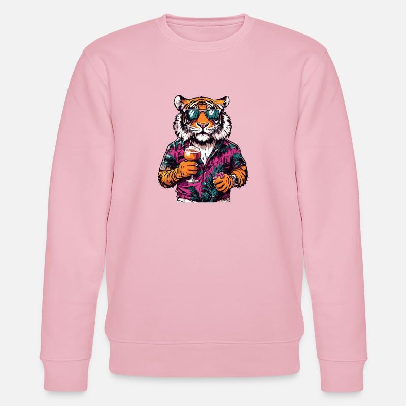 Tiger Comic Sommer - Stanley/Stella Unisex Bio-Sweatshirt CHANGER  - Hellrosa