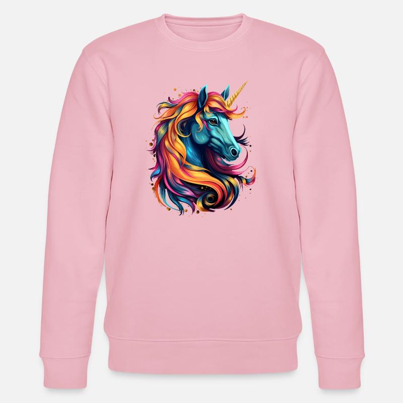 Regenbogen-Einhorn Kopfkunst - Stanley/Stella Unisex Bio-Sweatshirt CHANGER  - Hellrosa