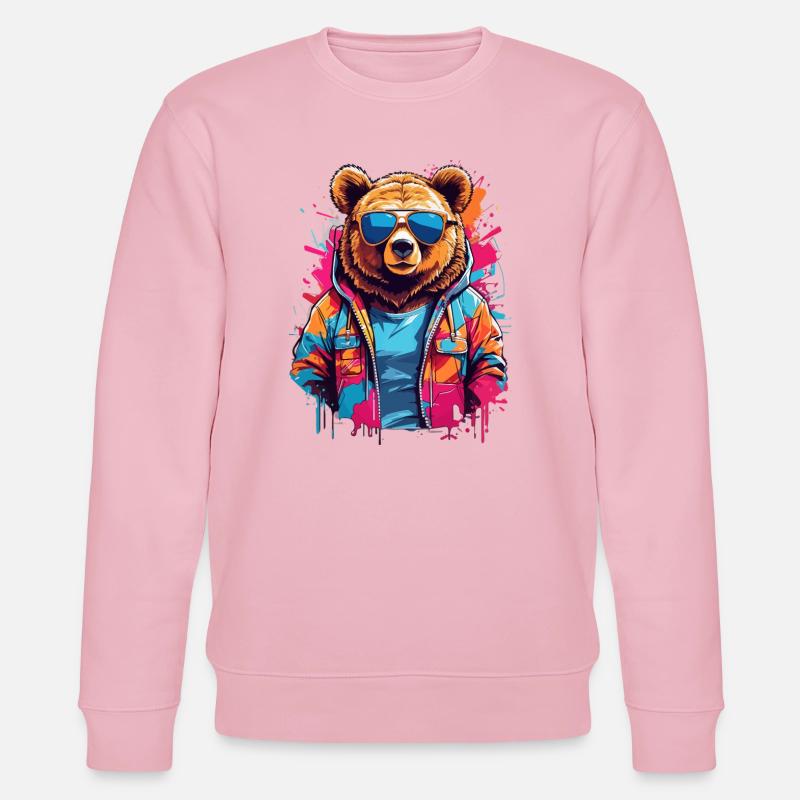 Neonbär in bunter Hoodie - Stanley/Stella Unisex Bio-Sweatshirt CHANGER  - Hellrosa