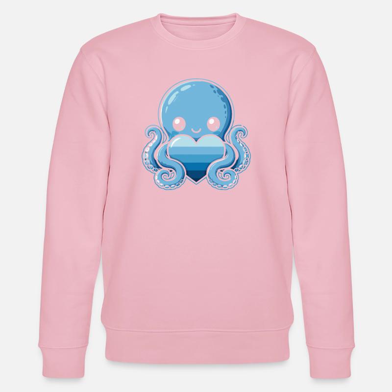 Blauer Herz-Octopus - Stanley/Stella Unisex Bio-Sweatshirt CHANGER  - Hellrosa