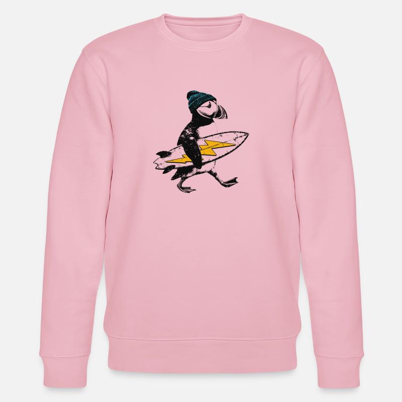 Petit macareux surfeur - Sweat bio CHANGER Stanley/Stella Unisexe - rose pâle