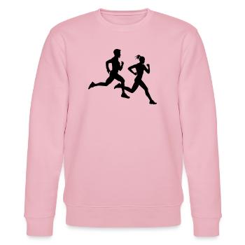 Duo de course – Équipe marathon - Sweat bio CHANGER Stanley/Stella Unisexe - rose pâle - Devant - Jaron (178cm) & Liana (172cm)