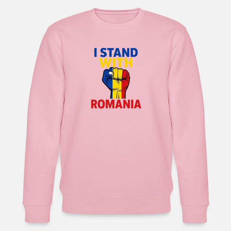 Support for Romania - Stanley/Stella CHANGER Unisex Organic Sweatshirt - cotton pink