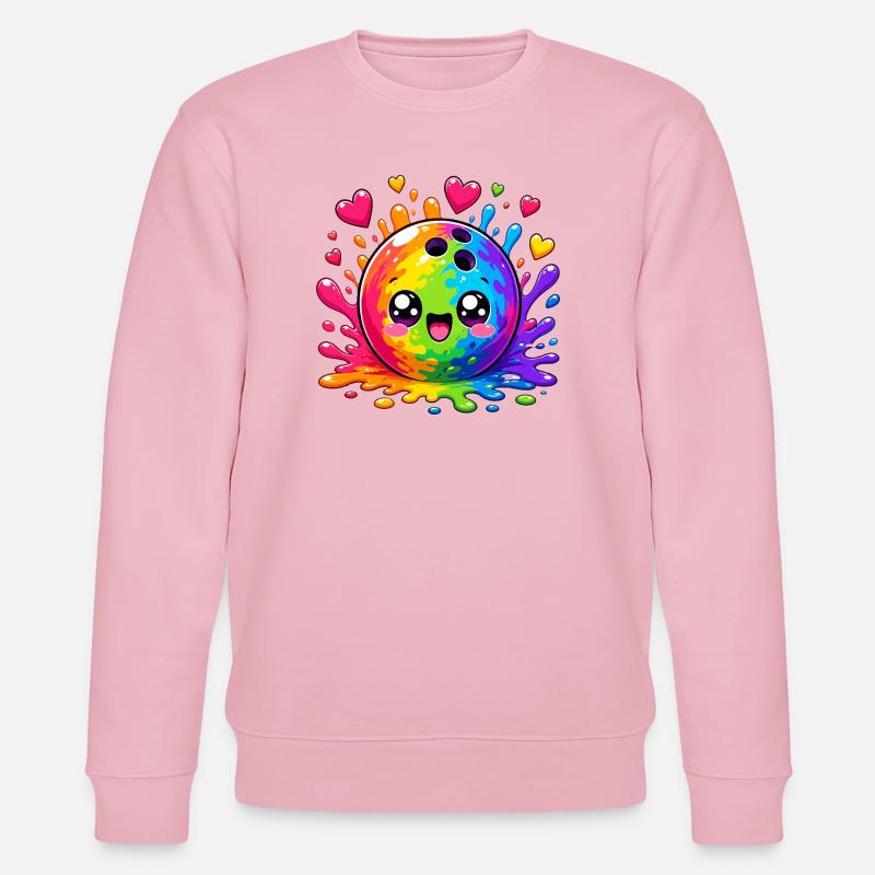 Kunterbunte Farbsplash Bowlingkugel - Stanley/Stella Unisex Bio-Sweatshirt CHANGER  - Hellrosa